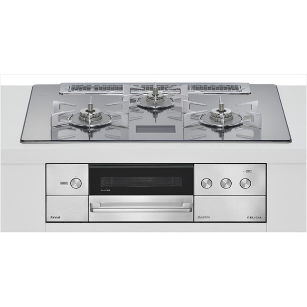 Rinnai RHS71W38M13VCSTW-LP プラチナミラーD DELICIA [ビルトインガスコンロ(プロパンガス用・両側強火タイプ・3口・75cm)]｜XPRICE店