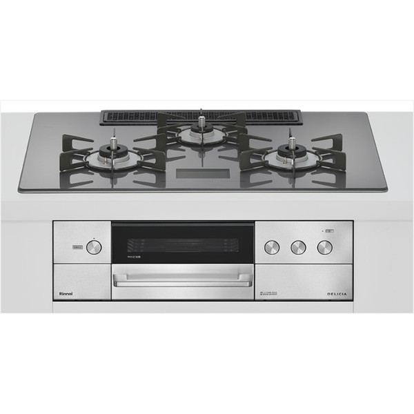Rinnai RHS72W38M15VCSTW -LP ツイードシルバー DELICIA [ビルトインガスコンロ(プロパンガス用・両側強火タイプ・3口・75cm)]