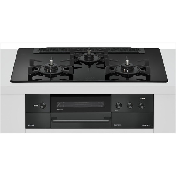 Rinnai RHS71W38M11RNBW-13A ナイトブラック DELICIA [ビルトインガスコンロ(都市ガス用・両側強火タイプ・3口・75cm)]｜XPRICE店