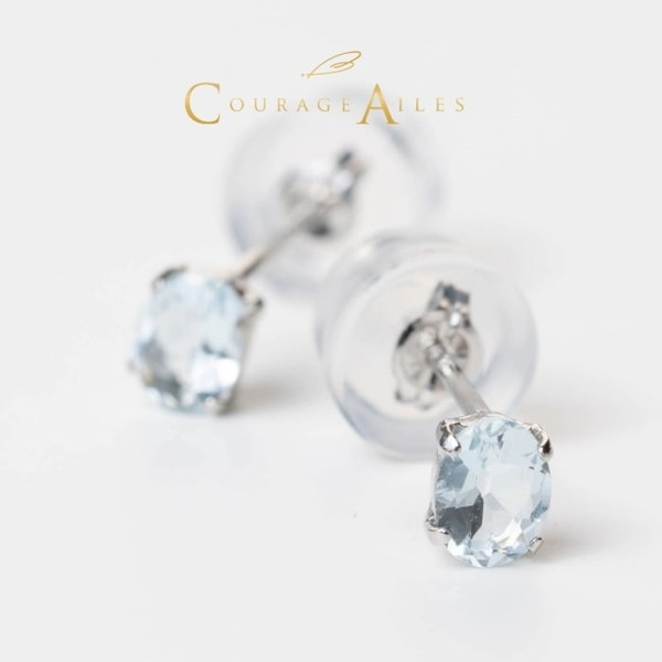 Courage Ailes EDA-1470AQ [ピアス (3月誕生石 アクアマリン 天然石 カラーストーン Pt900 プラチナ ペンダント結婚祝い 記念日 誕生日 華奢 贈り物 シンプル 4本爪)] メーカー直送