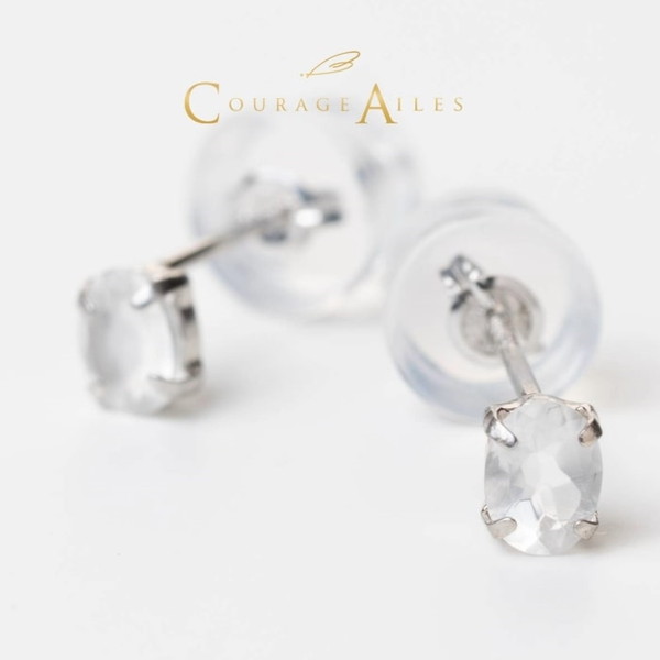Courage Ailes EDA-1470MO [ピアス (6月誕生石 ムーンストーン 天然石 カラーストーン Pt900 プラチナ ペンダント結婚 記念日 誕生日 華奢 贈り物 シンプル 4本爪)] メーカー直送