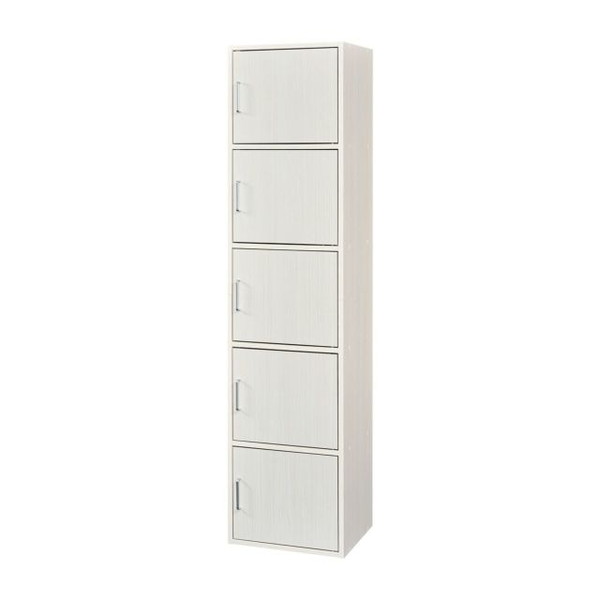 白井産業 FUL-1845 5D WH 5枚扉のシンプルキャビネット フルニコ ホワイト メーカー直送｜XPRICE店