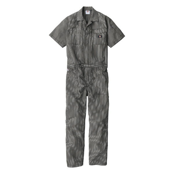 Dickies D7102 ブラック SS [ライト ストレッチ ヒッコリー半袖ツナギ] の商品写真