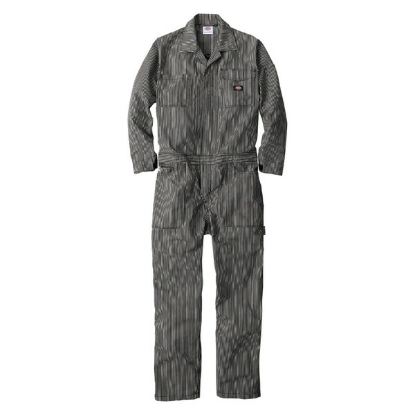 Dickies D7106 ブラック M [ライト ストレッチ ヒッコリーツナギ]
