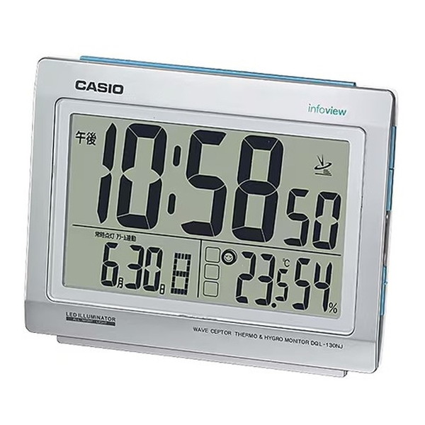 CASIO カシオ 目覚まし時計 電波置時計 電波時計 置時計 置き時計 クロック デジタル DQL-130NJ-8JF シャインシルバー 生活環境お知らせ アラーム