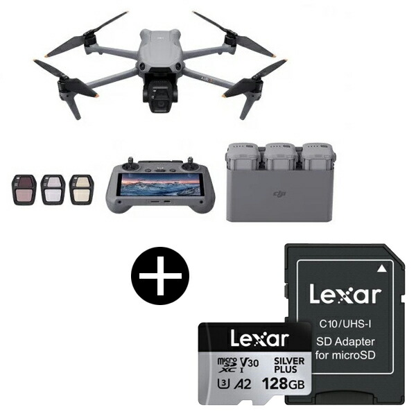 DJIAir3SFlyMoreコンボ (DJIRC2付属) + LEXAR LMSSIPL128G-BNANG Professional SILVER PLUS microSDXC UHS-I マイクロSDカード 128GB セット