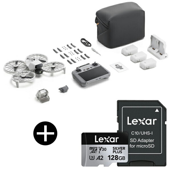 DJI DJI Flip Fly Moreコンボ(DJI RC 2付属) カメラ ドローン + LEXAR LMSSIPL128G-BNANG Professional SILVER PLUS microSDXC UHS-I マイクロSDカード 128GB セット
