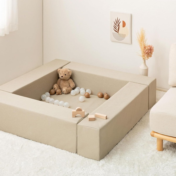 萩原 230537100 チョコキッズ BE キッズコーナー コソウ ブロック:100×20×高さ24cm マット:80×80×厚み2cm ベージュ メーカー直送