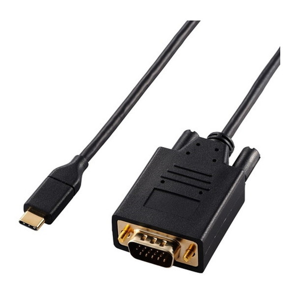 ELECOM CAC-CVGA10BK2 USB Type-C - VGA 変換ケーブル 1m (USB-Cプラグ to ミニD-Sub15pinプラグ) ブラック