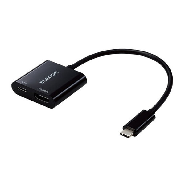 ELECOM MPA-CHDMIPD15BK USB Type-C - HDMI 変換 (USB-C プラグ to HDMIポート×1 USB-C充電ポート×1) 15cm 4K 60Hz PD 60W ブラック