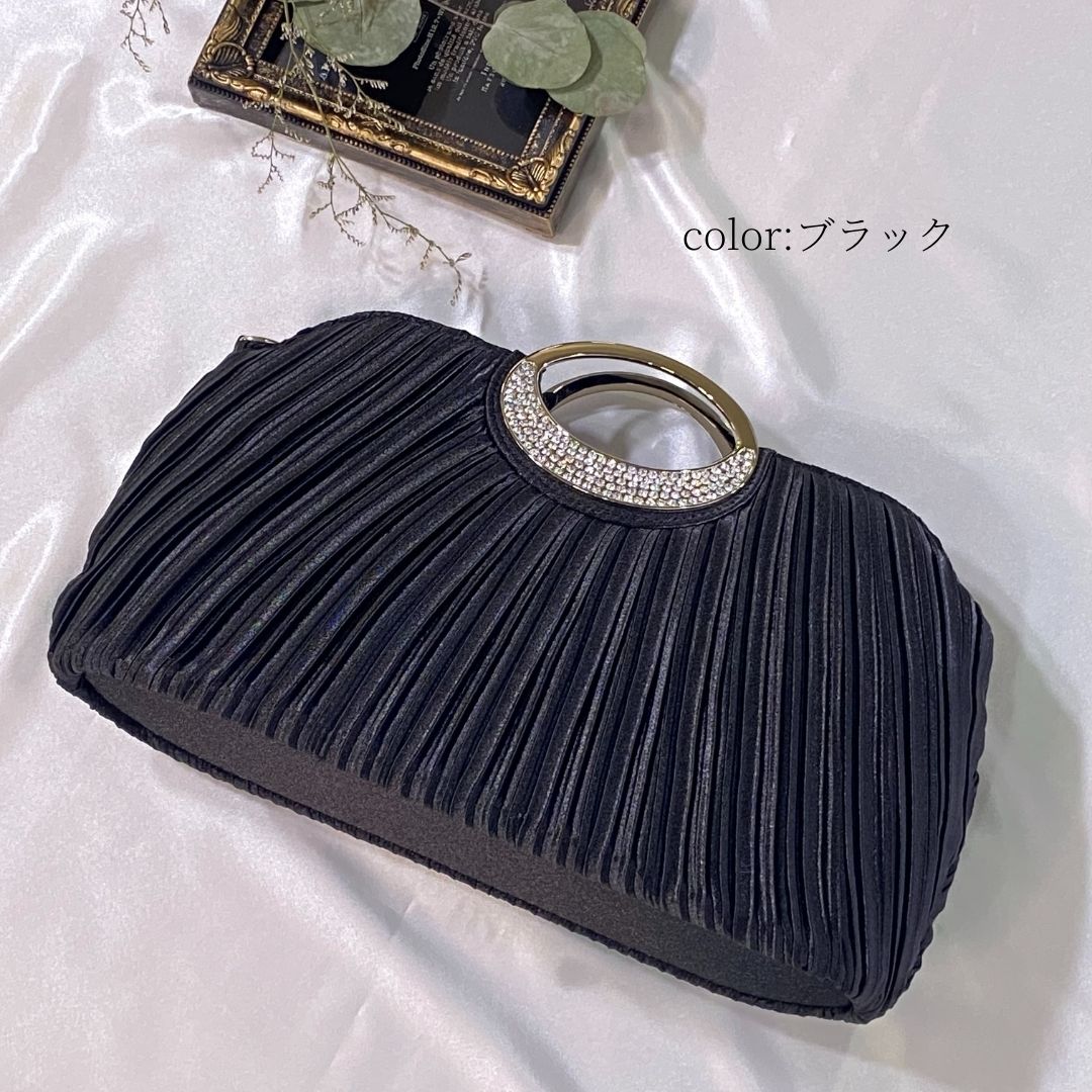 送料無料 2way パーティーバッグ 袱紗 サテン 内側ポケットあり ショルダーバッグ マチあり クラッチ プリーツ 長財布入る たくさん入る パーティー