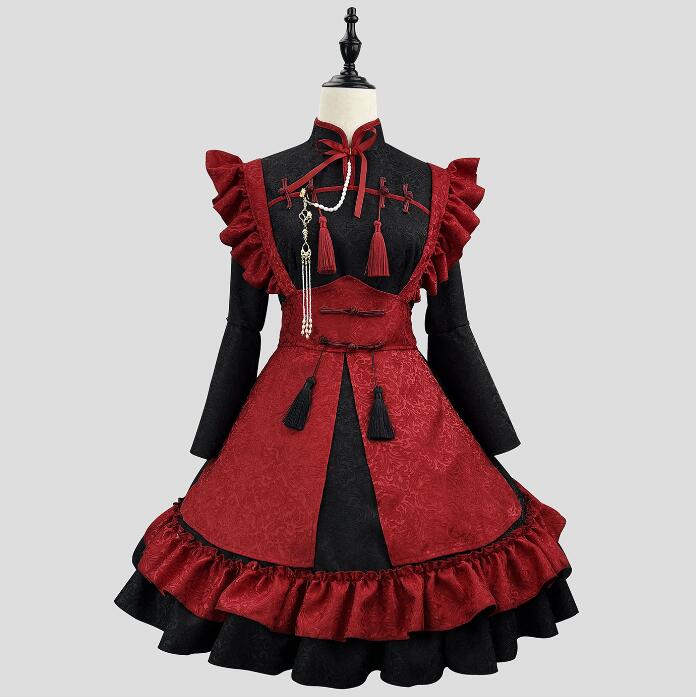 なおみん　ロリータワンピース　Mサイズ　赤　白　コスプレ　ハロウィン 楽天市場】ワンピース お姫様ドレス ゴスロリ ロリータ
