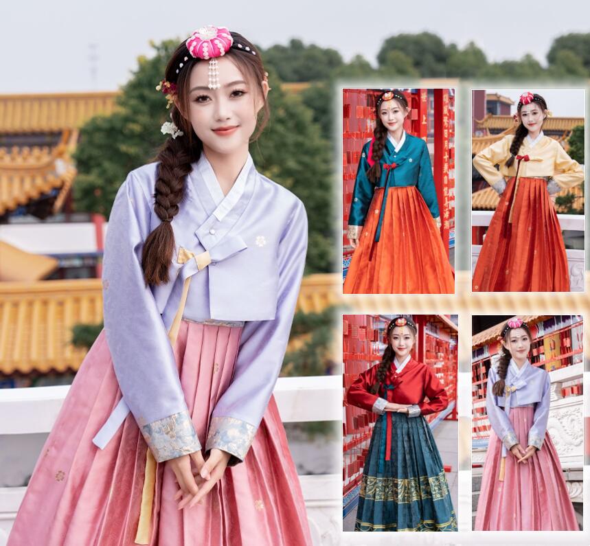 チマチョゴリ レディース 韓服 朝鮮族 衣装 女性 韓国服 ロング 韓流チュールドレス 精巧な刺繍花柄 韓国宮廷風衣装 コスプレ イベント ハロウィン コスプレ衣装 韓服 学園祭 文化祭 撮影衣装