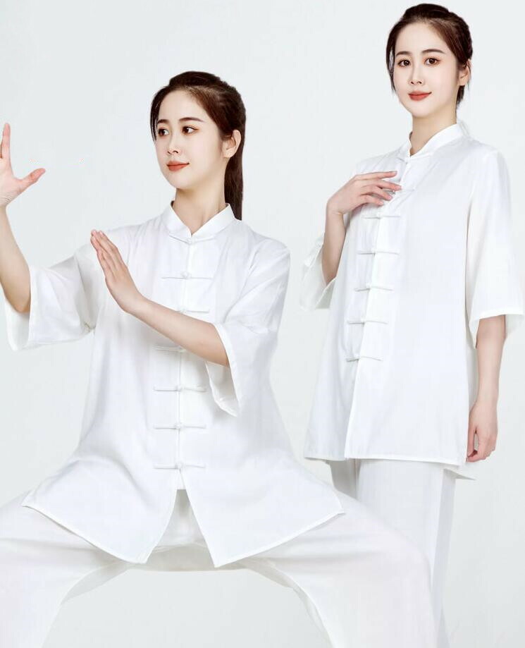 太極拳ウェア上下セット太極拳服武術ウーシューカンフー練習着演出服男女兼用中華風スポーツウェア棉麻半袖チャイナ服夏練功服大極拳パンツ大きいサイズ無地イベント衣装