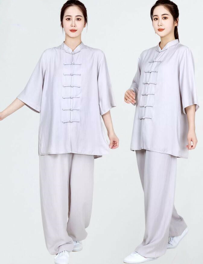太極拳ウェア上下セット太極拳服武術ウーシューカンフー練習着演出服男女兼用中華風スポーツウェア棉麻半袖チャイナ服夏練功服大極拳パンツ大きいサイズ無地イベント衣装