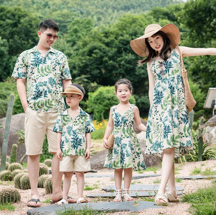 楽天市場】親子ペア 夏服 海旅行 衣装 アロハシャツ 花柄 半袖ドレス 