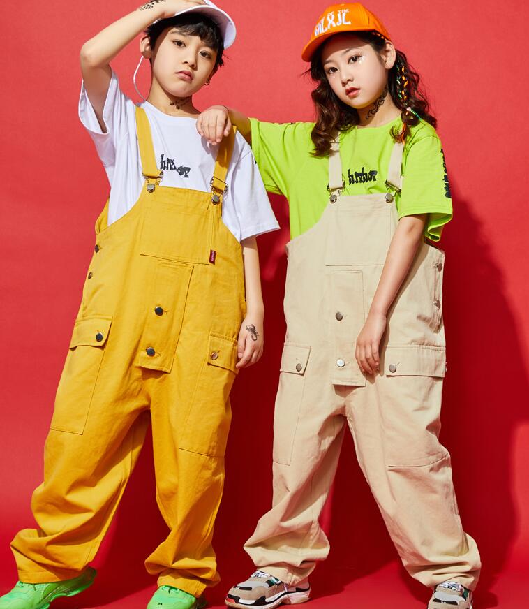 サロペット キッズ ジャズダンス ヒップホップダンス 衣装 子供 ダンス衣装 男の子 女の子 ｔシャツ オーバーオール カーゴパンツ 袴パンツ hiphop jazz 個性ダンス衣装 男女兼用 舞台演出服 110-180