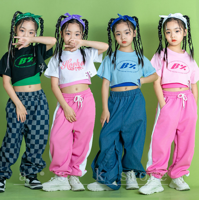 女の子かっこいいダンス衣装 3点セット キッズ ジャズ ヒップホップ 演出服 へそ出しtシャツ カーゴパンツ サルエルパンツ Jazz Hiphop 舞台演出服 ステージ衣装 子供 個性演出服 アウトレット品