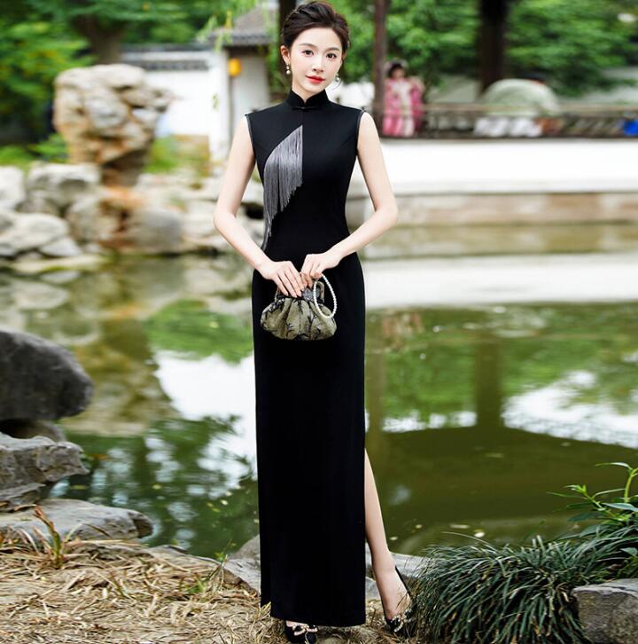 LA POMME petit フレッシュカラープリーツチャイナドレス（タグなし） 楽天市場】袖なし チャイナドレス ロング丈 チャイナ服 スリット入り