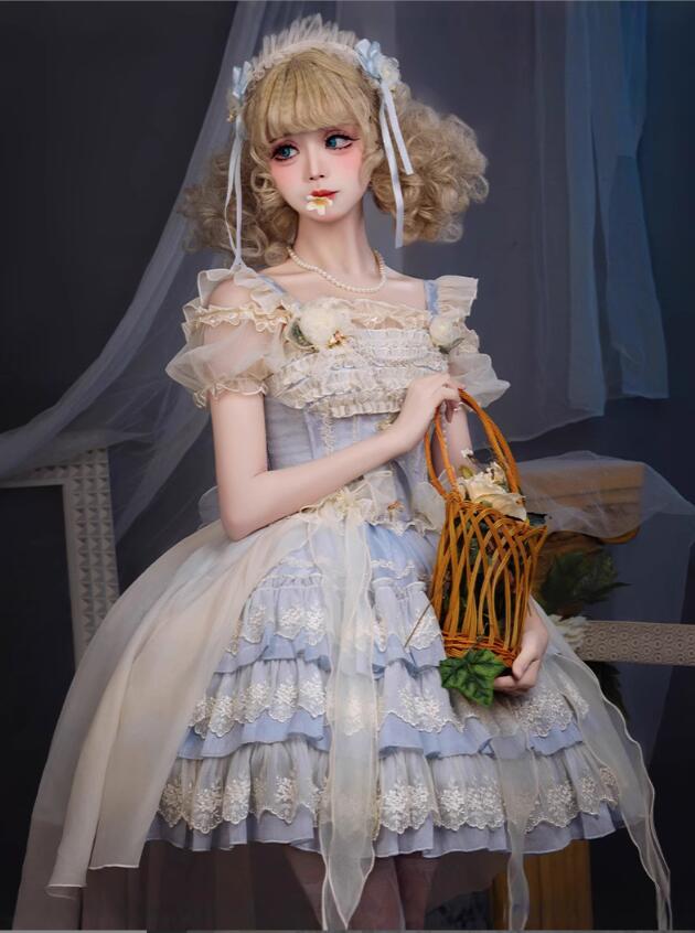 ロリータ 衣裳 ギア お姫様衣裳 妃殿下 ロリータ服 お上さん 好いたらしい ティアードドレス 後ろ側大シュロの葉 Lolita こすぷれ 御召しもの 文明祭 翰林院祭 映画化御召しもの 膝丈 キャミソール御召しもの