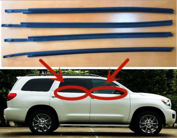 トヨタ　セコイア　XK60　前期　2008－　2016年　ドア窓ガラス 外側 水切り モール ウェザストリップゴム 水切りモール 左右4Pセット