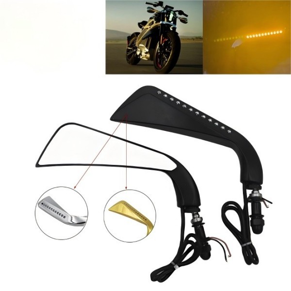 ハーレー ツーリング V-Rod ロードキング ソフテイル スポーツスター 883 アイアン オートバイ 8MM バックミラー LED ターンシグナルライト付き｜A.s.a.p