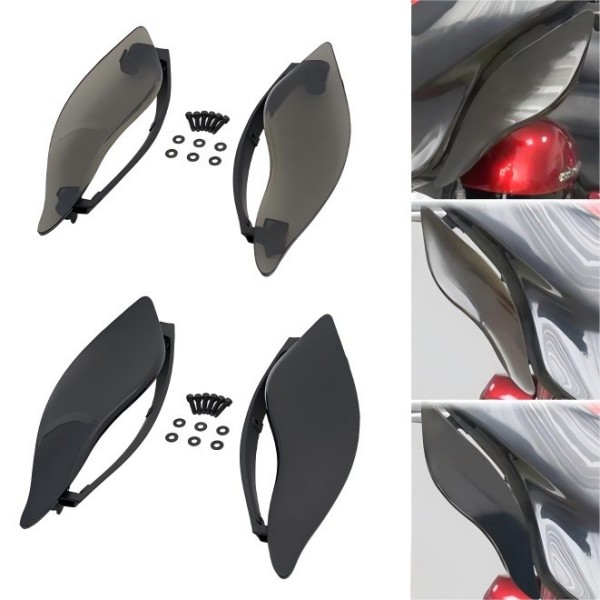 オートバイ用調整可能ウインドシールドサイドウィングウインドシールドブラックエアターンシグナルライトハーレーツーリングエレクトラストリートトライグライド2014-2022用