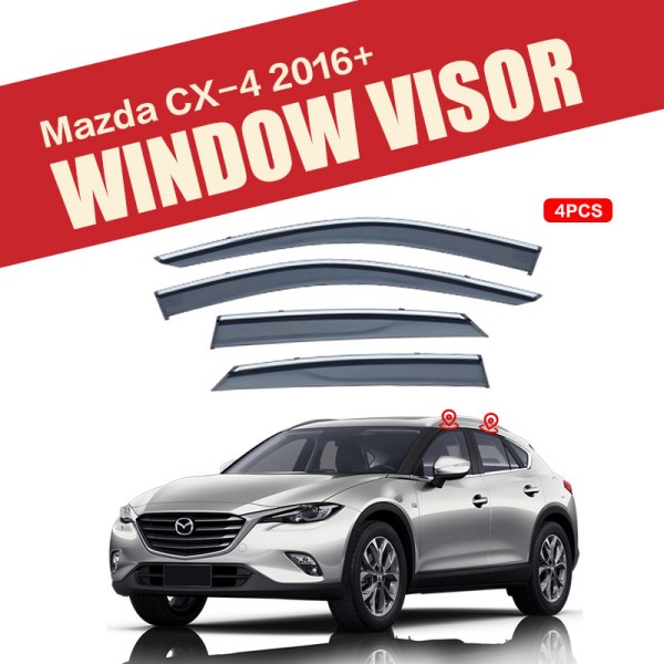 に適合する マツダ CX-4 2016+ ウィンドウバイザー レインガード 窓用レインカバー ディフレクター