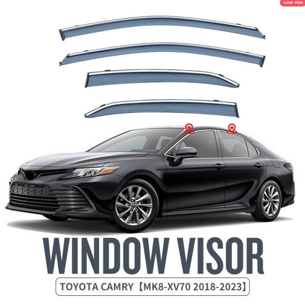 ウィンド ウバイザー トヨタ カムリ XV70 2018-2023年 レインガード シールド ベント シェード ディフレクター 半透明ブラック 4枚セット