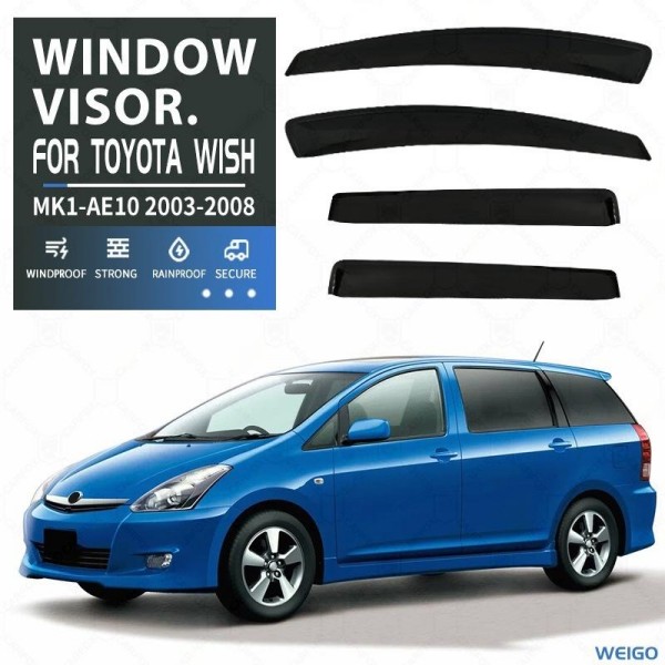 トヨタ ウィッシュ WISH 20系 2010-2018年 車用サイドバイザー 車種専用ドアバイザー カーレインシールド 半透明ブラック 社外品 【4枚】