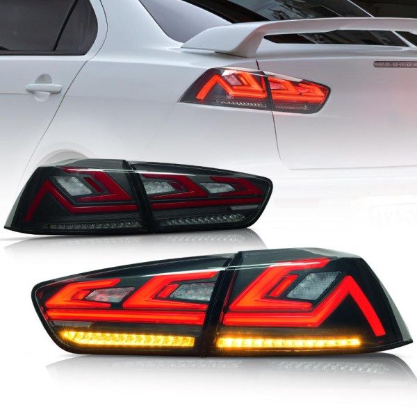 三菱 EVO-X 2007-2018 スモーク LED テールランプ テールライト LED おすすめ 車 パーツ 交換 外装 2点セット|A.s.a.p