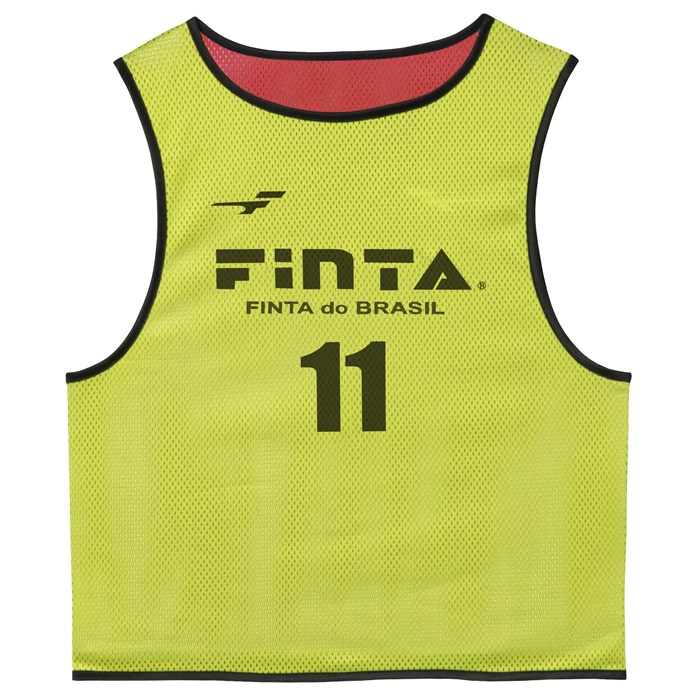 ＜限定クーポン発行中 7/26 01:59まで お買い物マラソン＞ フィンタ（FINTA）　FT3530　4171　サッカー　フットサル　昇華 ジュニア リバーシブルビブス 10枚セット（NO2-11付き） イエロー&times;レッド　25FW｜Ａ-ＳＰＯＲＴＳ