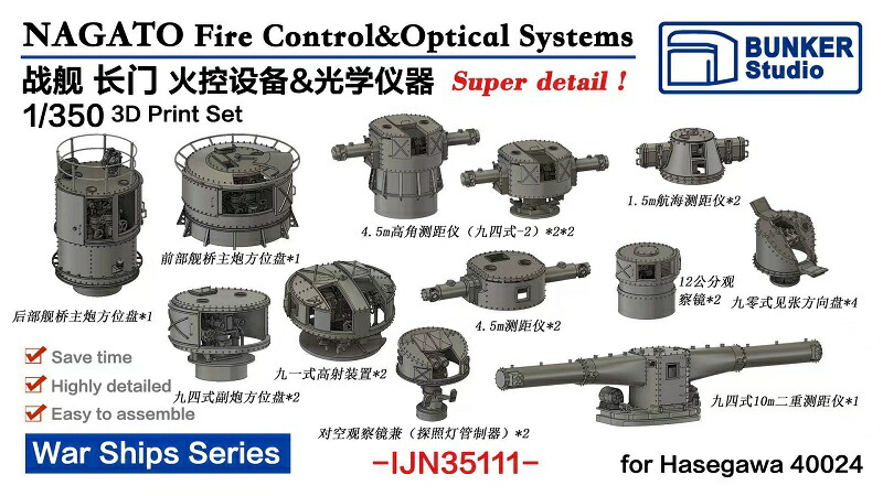 バンカースタジオ 1/350 日本海軍 長門 火器管制装置&観測機器セット (ハセガワ用) プラモデル用パーツ