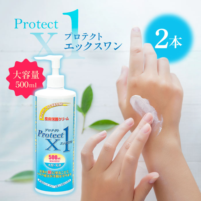 【10日限定当店＋P2倍】アースブルー プロテクトX1大型 500mL ×2本 皮膚保護クリーム スキンガード スキンケア 手荒れ 肌荒れ 擦りむけ 乾燥 無臭 大容量