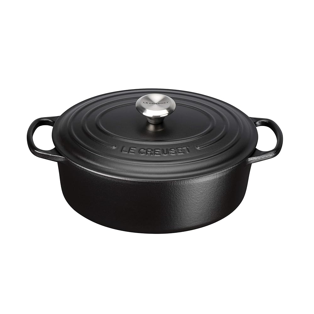 ル・クルーゼ(Le Creuset) 鋳物 ホーロー 鍋シグニチャーココット・オーバル25cm マットブラック ガス IH オーブン 対応 【日本正規販売品】/25cm マットブラック 鋳物ホーロー鍋 両手鍋 IH対応 ガス対応 オーブン対応無水 調理 煮込み料理 カレー シチュー