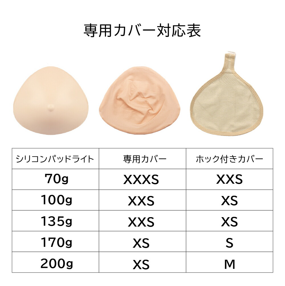 市場 乳がんパット 左右兼用 全摘 乳がん専用ブラジャー対応 乳がん用 パッド シリコン 人工乳房 ライト