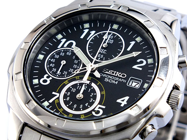 セイコー SEIKO 逆輸入 クロノグラフ メンズ 腕時計 SND195P1 ブラック&times;シルバー メタルベルト｜ＡＡＡ　ｎｅｔ　Ｓｈｏｐ