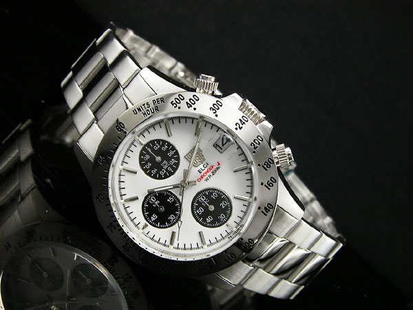 【楽天市場】エルジン ELGIN ダイバーズ 腕時計 クロノグラフ メンズ FK1184S-W ホワイト×ブラック シルバー メタルベルト