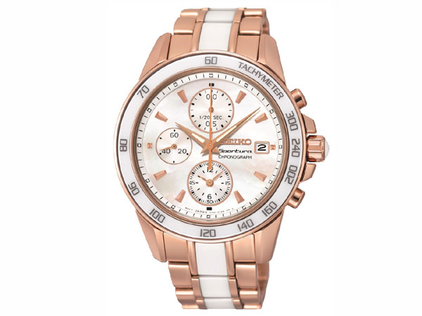 seiko sportura chronograph rose gold