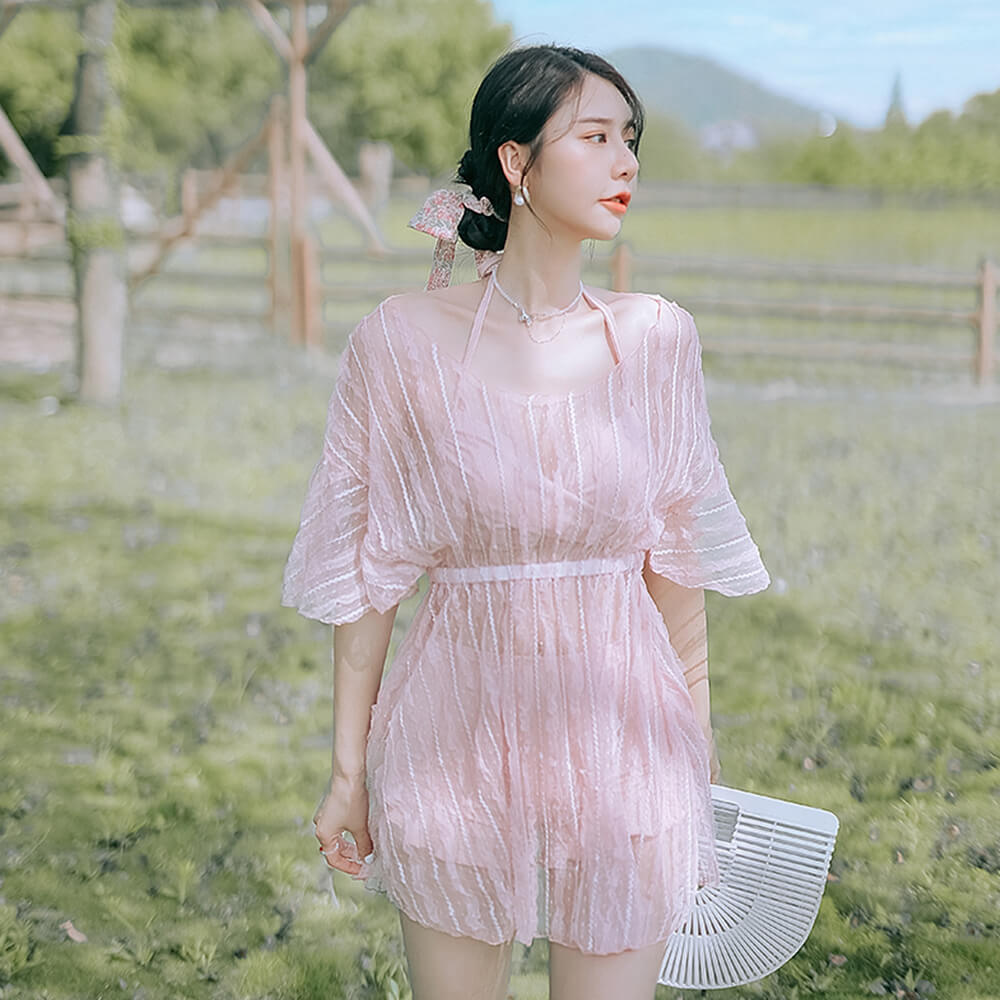 Alp 水着 レディース ビキニ水着 ワンピース付 上下3点セット ワイヤー入り パット入り ブラック ピンク M L Xl シフォン素材 フリル袖 華奢見え ウエストマーク 体型カバー 細見え 無地 フリルビキニ クロスブラ 美胸 可愛い 海 プール メール便y Educaps Com Br