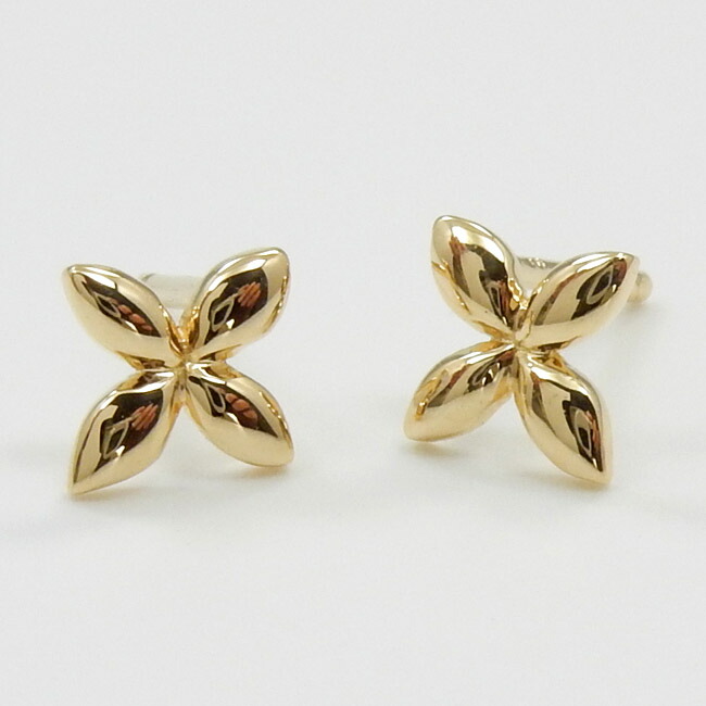 18金ゴールド フラワーデザインピアス(太さ0.9mmx長さ10mm芯・シリコンキャッチ付)|アーアゼロワン JEWELRY
