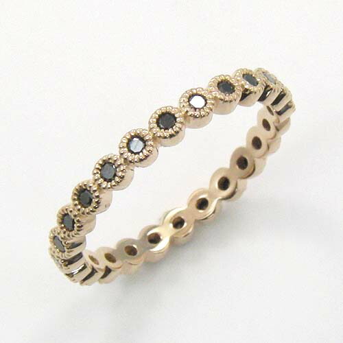 10金(K10)ピンクゴールド　ブラックダイヤモンド　フルエタニティ　リング　0.25ct　10.K GOLD ジュエリー アイテム レディース プレゼント 女性 誕生日 ジュエリー　アクセサリー　宝石　地金　ギフト　プラチナ可 シンプル　首飾り