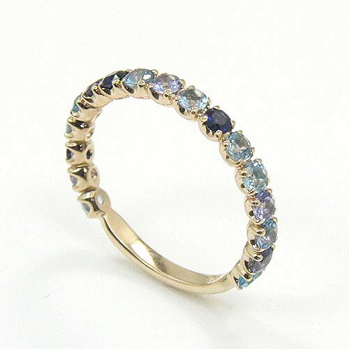 18金(K18)ピンクゴールド エタニティ リング パステルブルーカラー 18K GOLD ジュエリー アイテム レディースプレゼント 女性 誕生日 ジュエリー アクセサリー 宝石 地金 ギフト プラチナ可 シンプル 指輪|アーアゼロワン JEWELRY