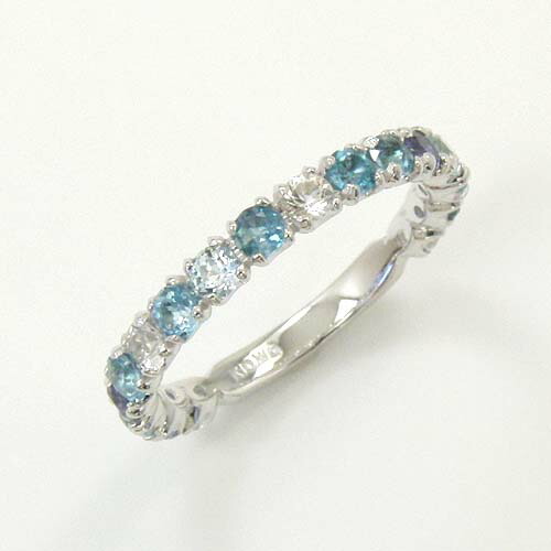 10金(K10)ホワイトゴールドエタニティ リング (ブルー系)送料無料｜アーアゼロワン　JEWELRY 44,880円