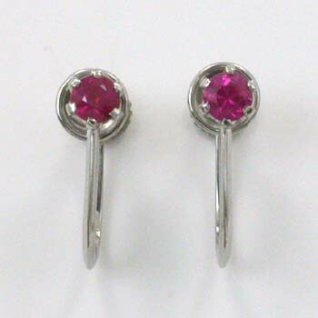 Pt900　天然ルビー　ダイヤカット　イヤリング　7月誕生石｜アーアゼロワン　JEWELRY