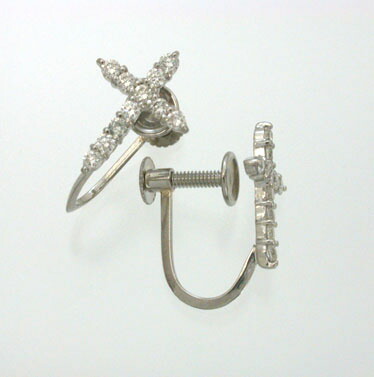 ダイヤモンドイヤリング　プラチナ（PT900）天然ダイヤ　クロスイヤリングtypeAA｜アーアゼロワン　JEWELRY