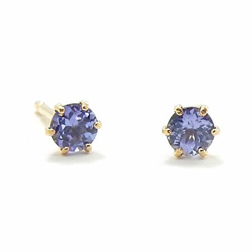 18金ゴールド　タンザナイト　3.5mm　ピアス(太さ0.9mm　長さ10mmピアス芯・シリコンキャッチ付)送料無料｜アーアゼロワン　JEWELRY