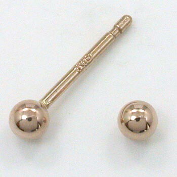 最短翌日 クーポンで大割引 K18PG　ピアス　18金ピンクゴールド 丸玉3mmピアス(太さ0.9mmｘ長さ10mm芯・シリコンキャッチ付）