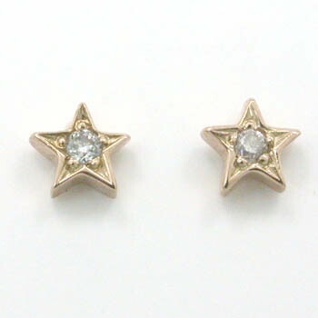 18金 ダイヤモンド ピアス 0.01ctx2 スターデザイン ピアスtypeAA(シリコンキャッチ付)ゴールド ホワイトゴールド ピンクゴールドからお選びください|アーアゼロワン JEWELRY