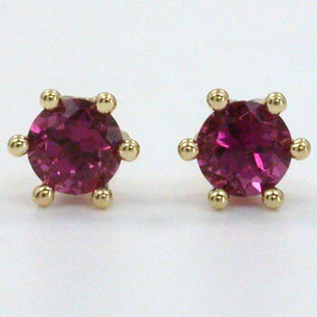 K18ルベライトミルククラウン六本爪ピアス(太さ0.9mmｘ長さ10mm芯・シリコンキャッチ付)｜アーアゼロワン　JEWELRY